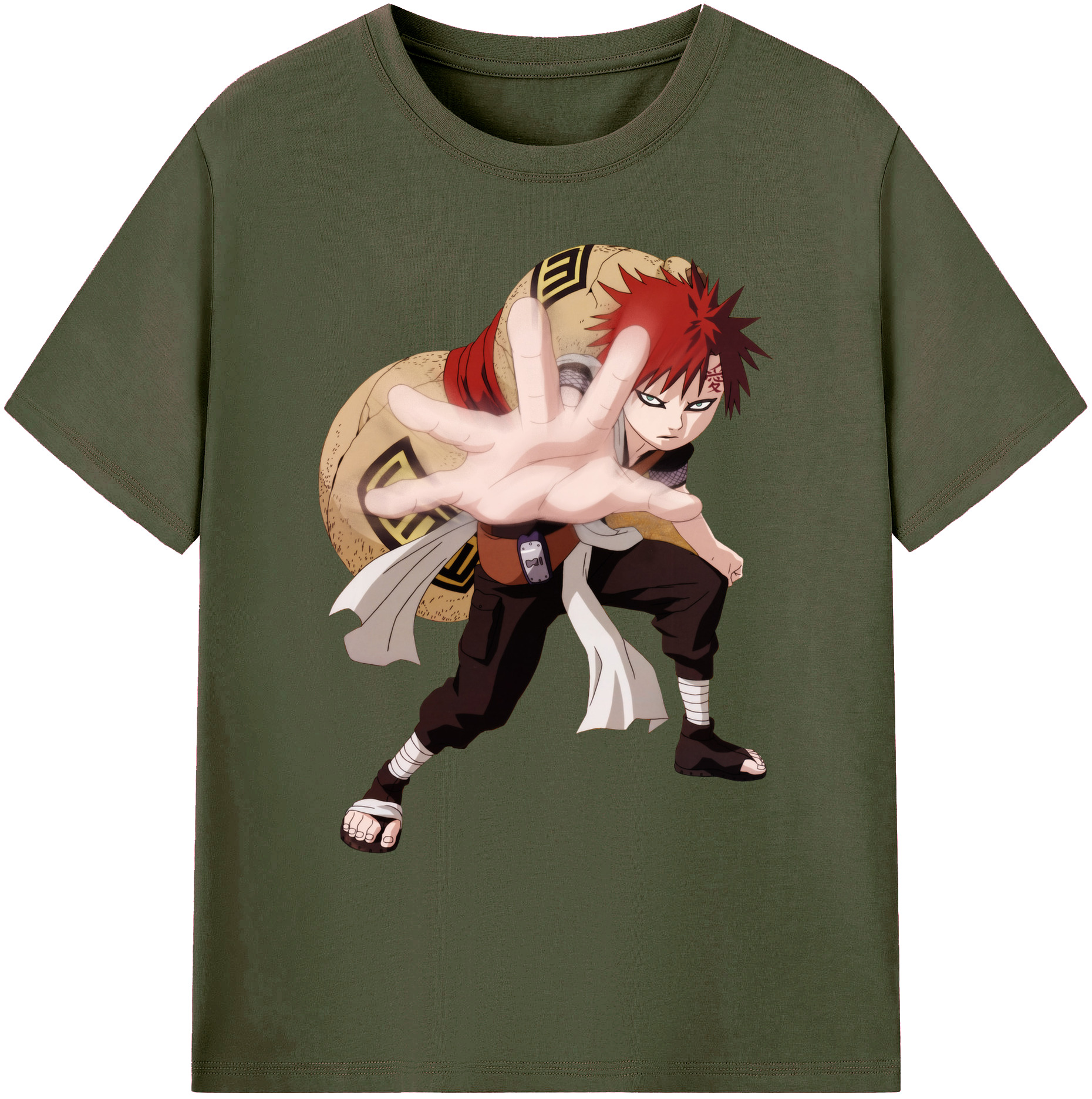 （画像用） NARUTO -ナルト- ガアラ Gaara 綿100％ メンズ半袖Tシャツ｜肌触りやわらか＆通気性